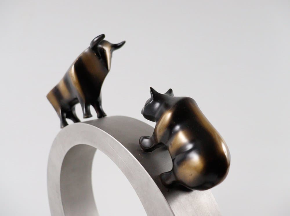 Rzeźba Bulle and Bär, brąz brązowy, proj. R. Dachlauer, Niemcy, lata 80. - 276288