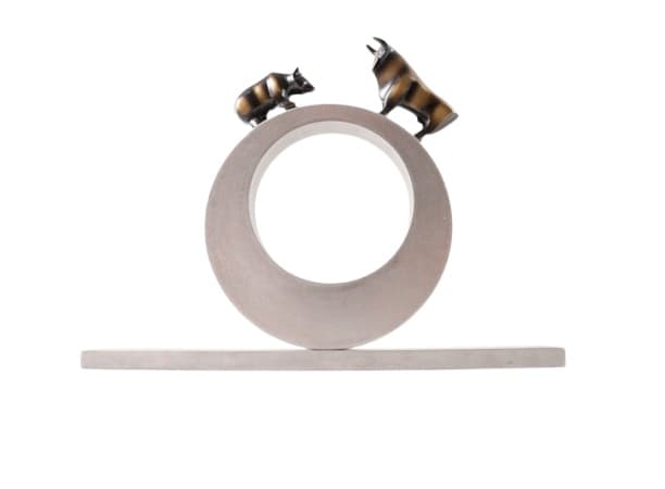 Rzeźba Bulle and Bär, brąz brązowy, proj. R. Dachlauer, Niemcy, lata 80. - WYMIARY