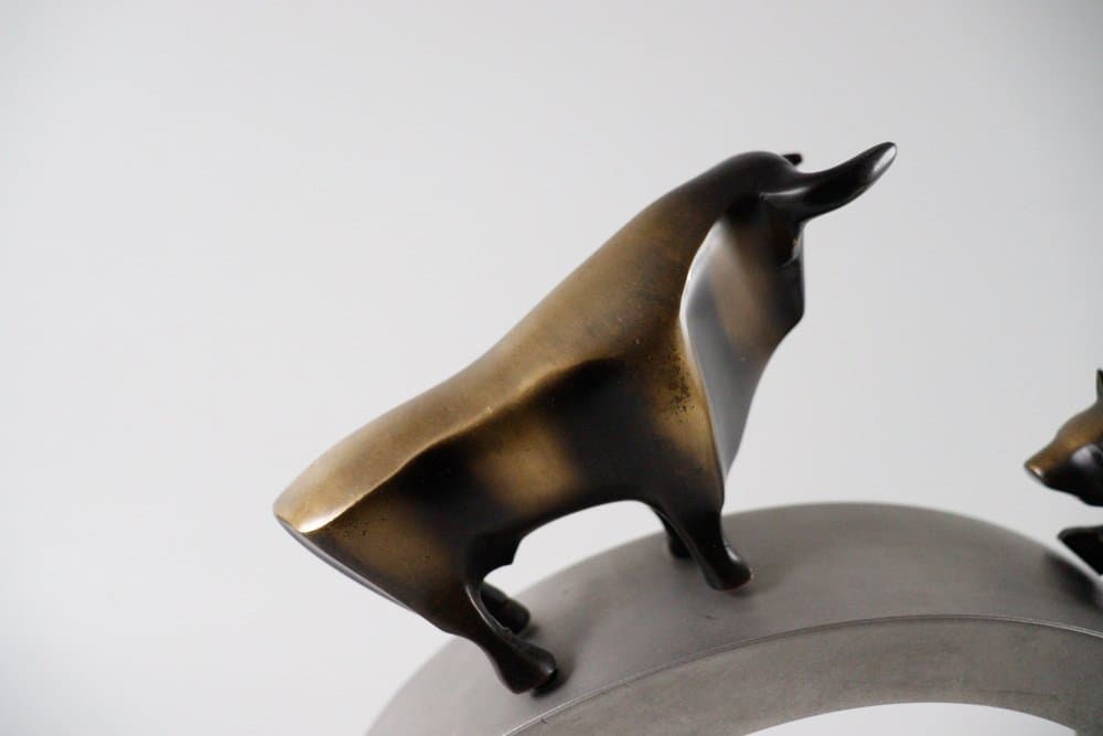 Rzeźba Bulle and Bär, brąz brązowy, proj. R. Dachlauer, Niemcy, lata 80. - 276291