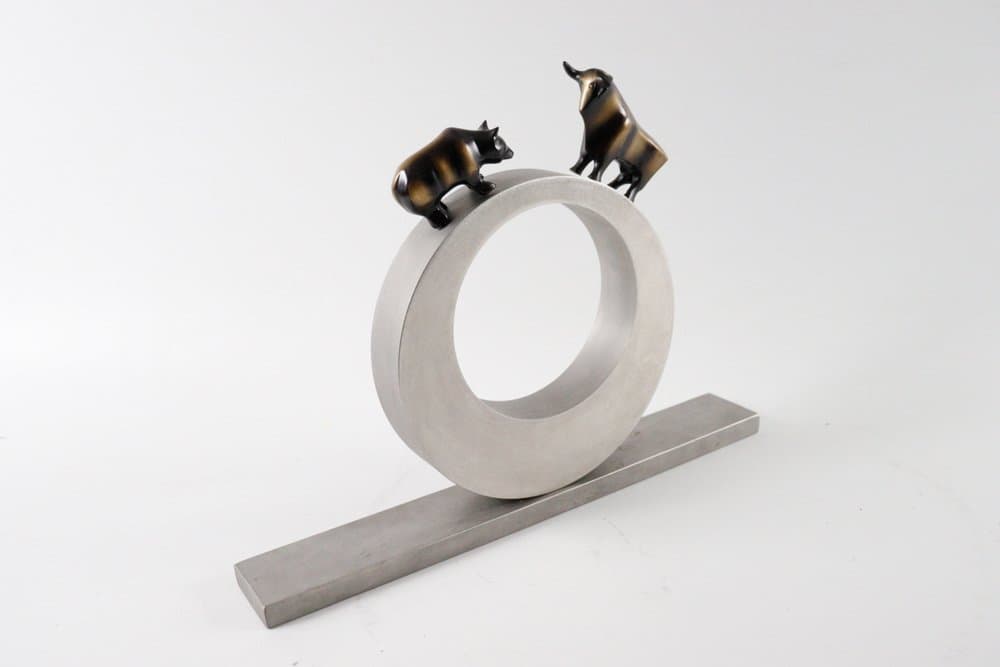 Rzeźba Bulle and Bär, brąz brązowy, proj. R. Dachlauer, Niemcy, lata 80. - 276285