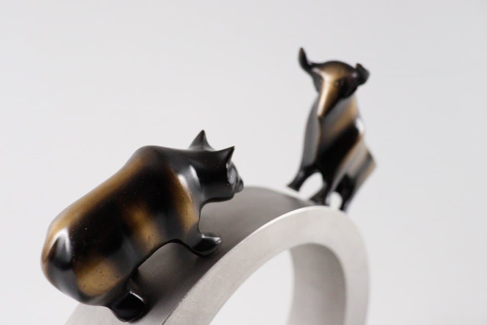 Rzeźba Bulle and Bär, brąz brązowy, proj. R. Dachlauer, Niemcy, lata 80. - 276280