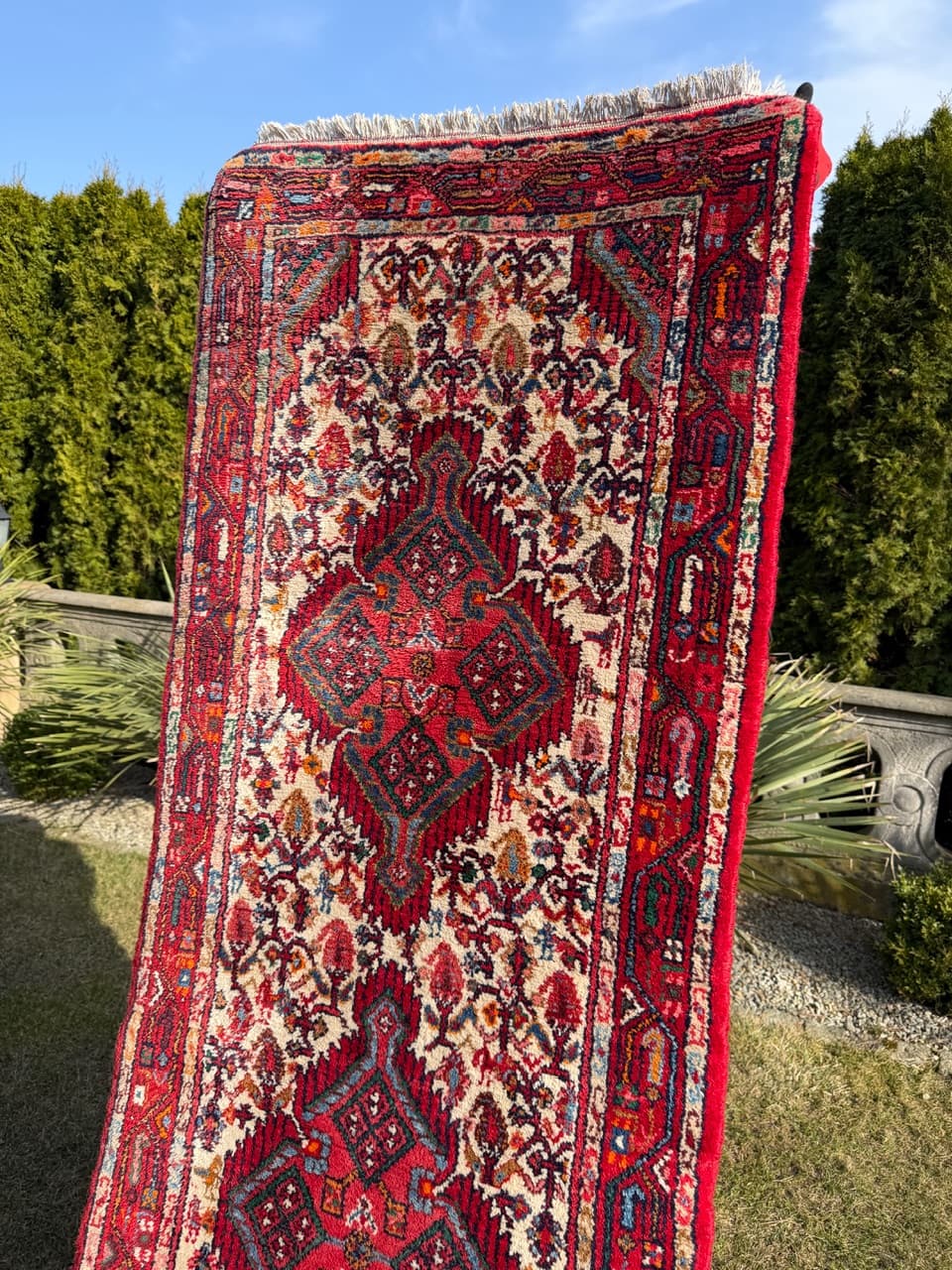 Chodnik Hamadan 310x87 cm, czerwony, wełna, Iran - 274966