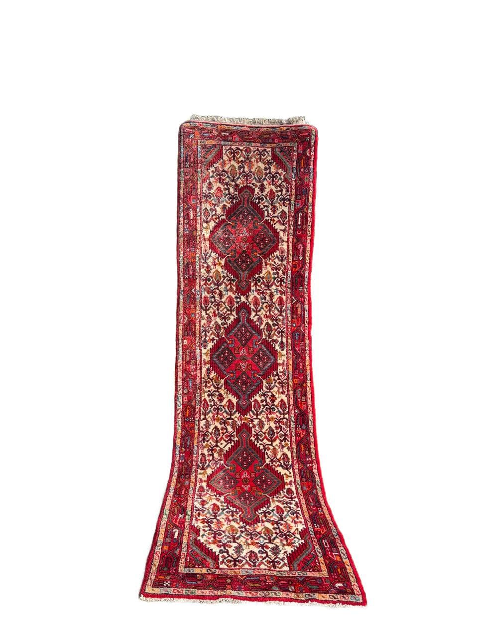 Chodnik Hamadan 310x87 cm, czerwony, wełna, Iran