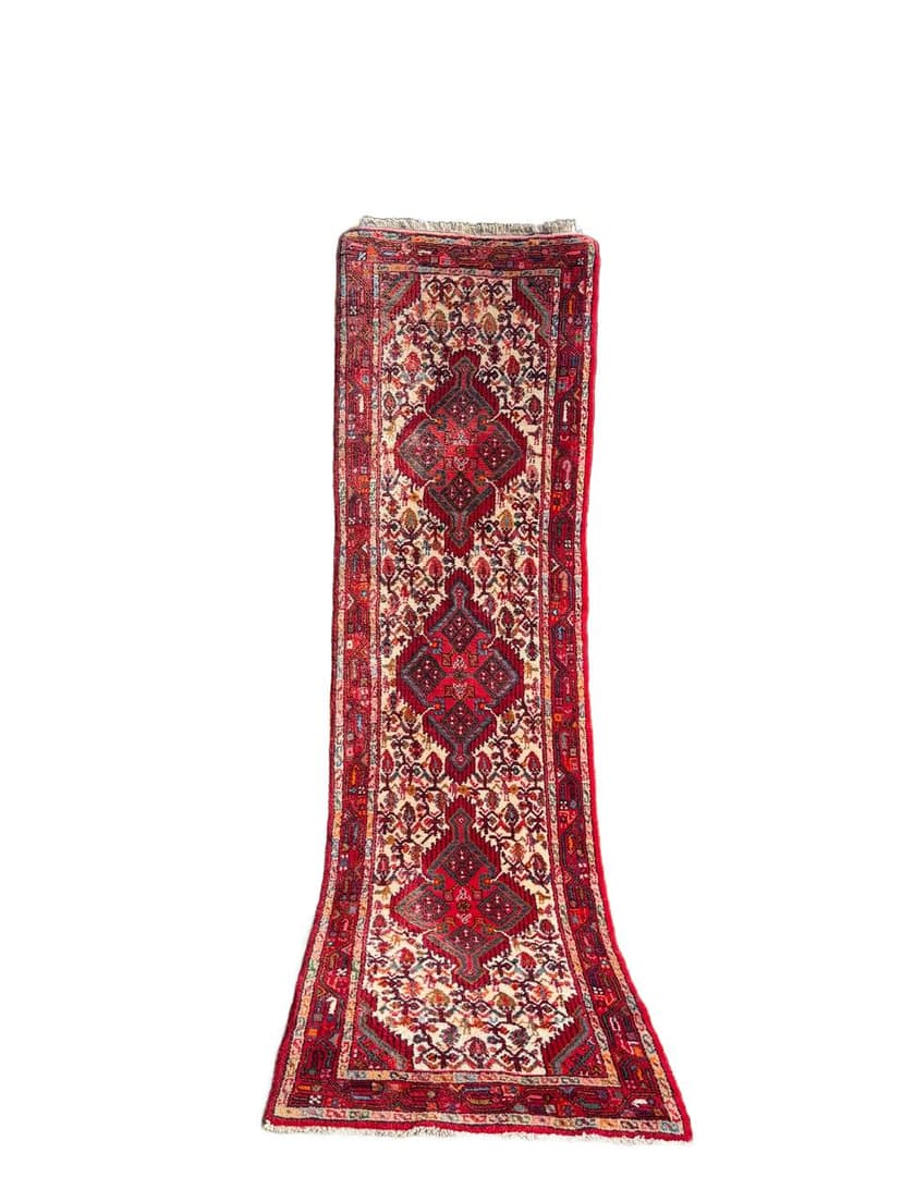Chodnik Hamadan 310x87 cm, czerwony, wełna, Iran