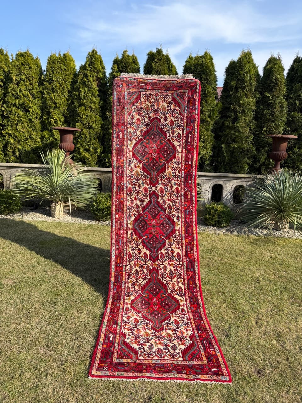 Chodnik Hamadan 310x87 cm, czerwony, wełna, Iran - 274977