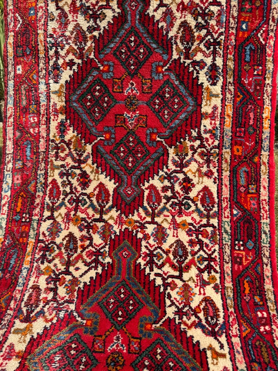 Chodnik Hamadan 310x87 cm, czerwony, wełna, Iran - 274971