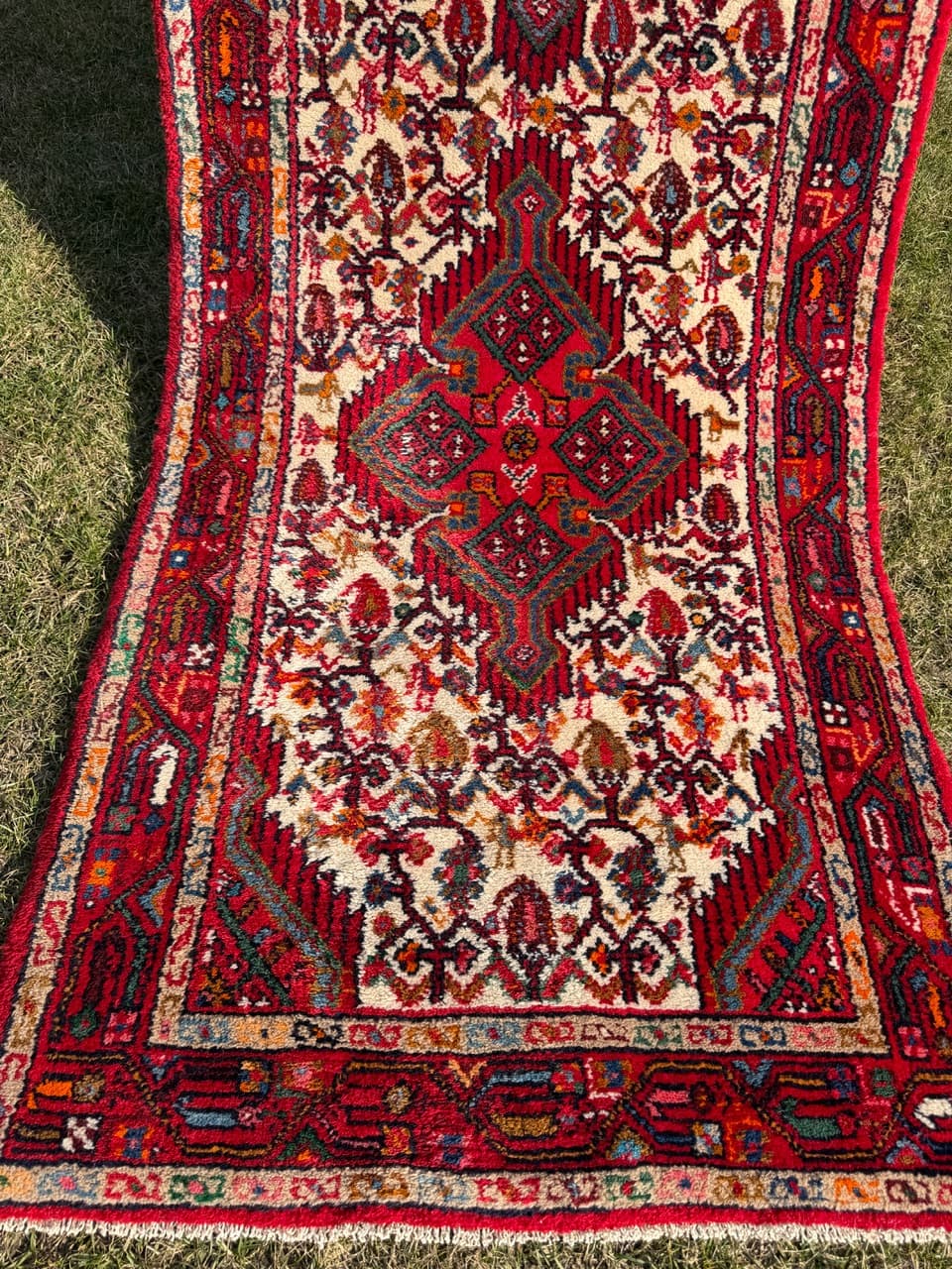 Chodnik Hamadan 310x87 cm, czerwony, wełna, Iran - 274964