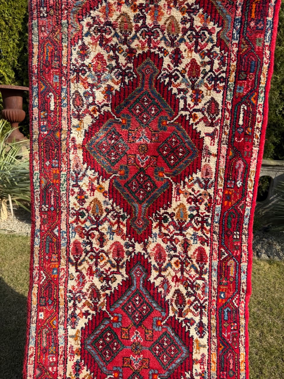 Chodnik Hamadan 310x87 cm, czerwony, wełna, Iran - 274965