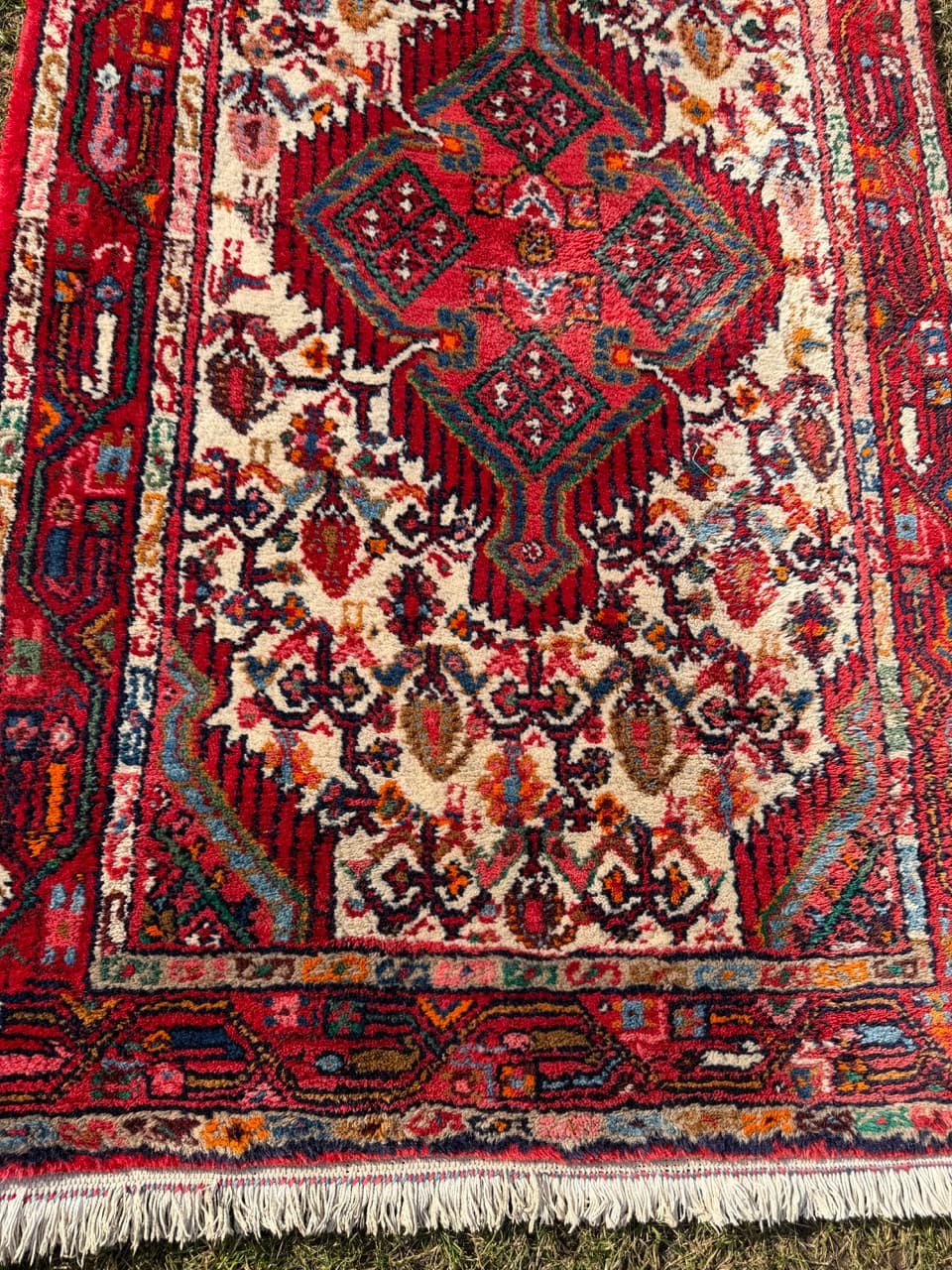 Chodnik Hamadan 310x87 cm, czerwony, wełna, Iran - 274974
