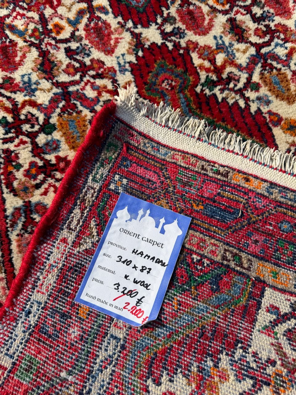 Chodnik Hamadan 310x87 cm, czerwony, wełna, Iran - 274973