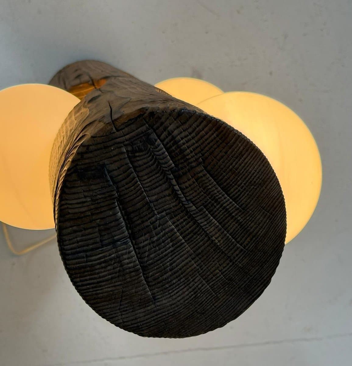 Lampa podłogowa, brązowy, drewno, szkło biały, Szwajcaria, lata 60. - 276217