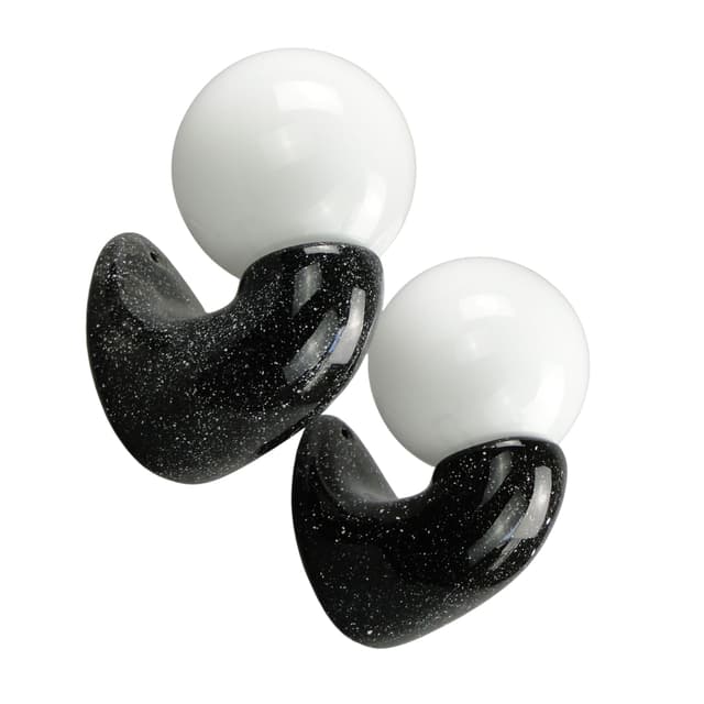 Para kinkietów Space Age, ceramika czarna, Polska, lata 70. - WYMIARY