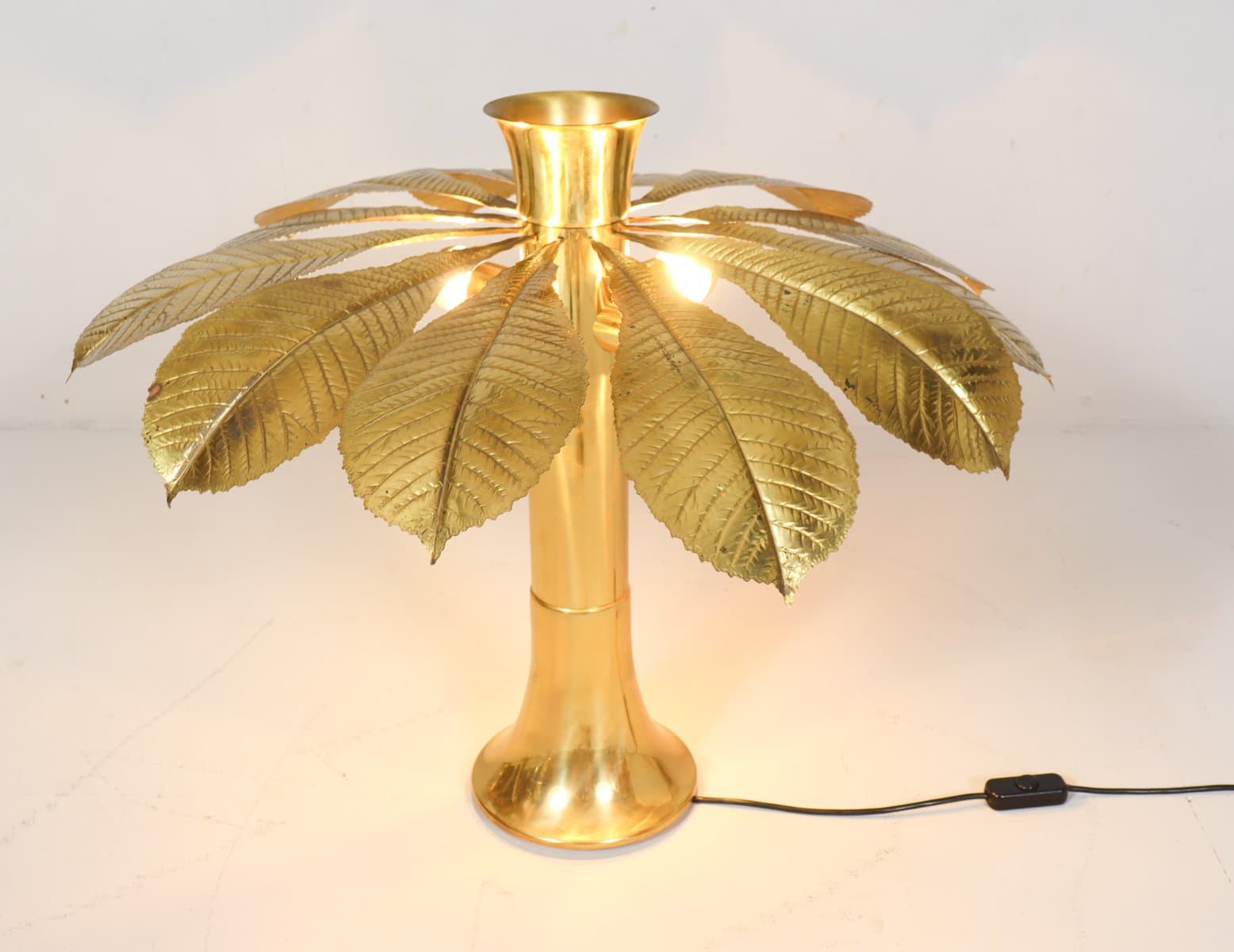 Para lamp stołowych Ippocastano, mosiądz złoty, proj. C. Giorgi, Włochy, lata 70. - 276159