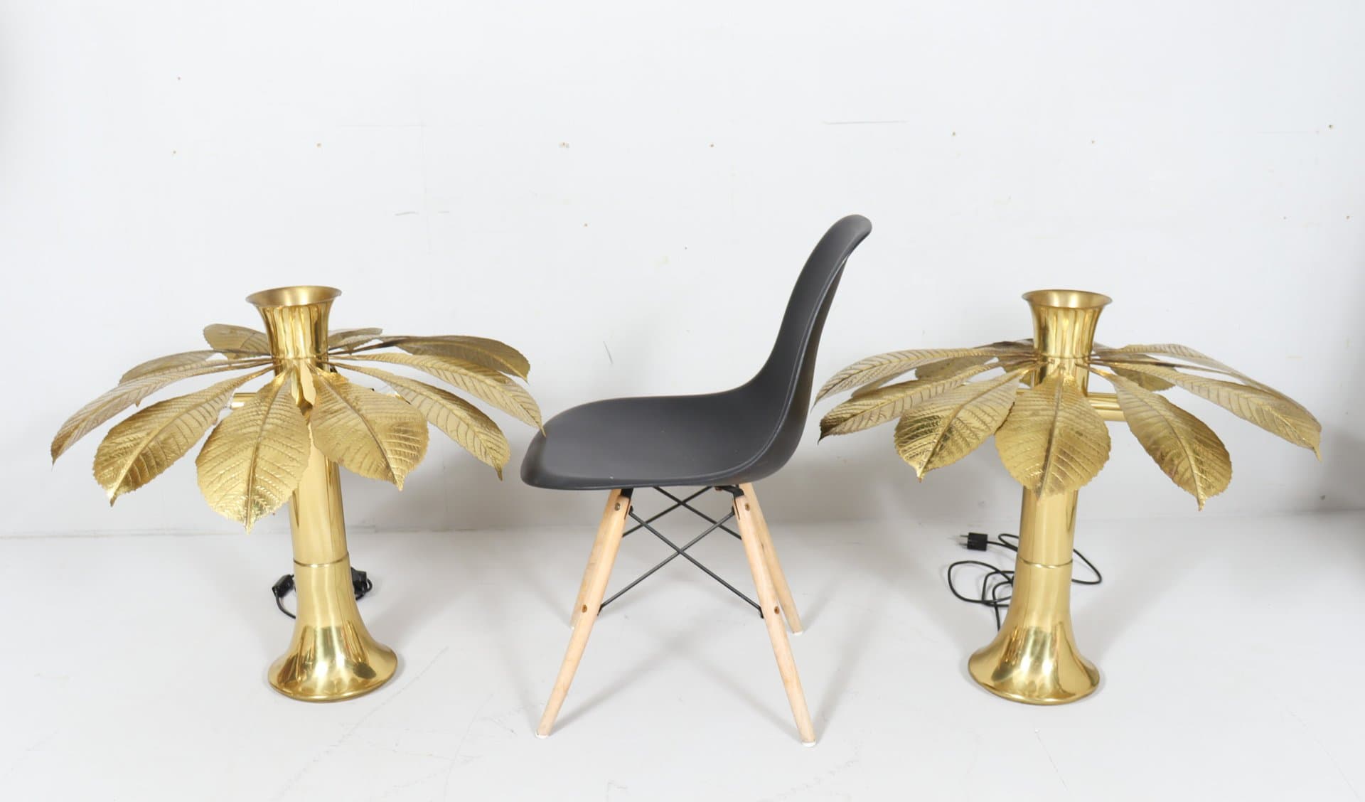 Para lamp stołowych Ippocastano, mosiądz złoty, proj. C. Giorgi, Włochy, lata 70. - 276163