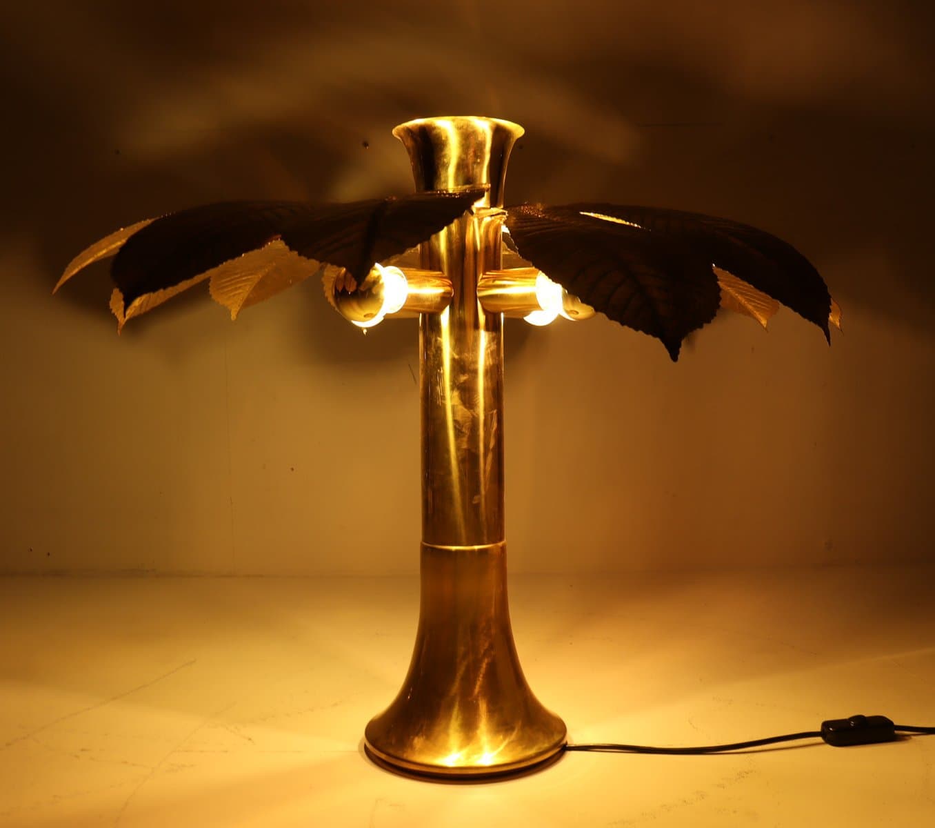 Para lamp stołowych Ippocastano, mosiądz złoty, proj. C. Giorgi, Włochy, lata 70. - 276162