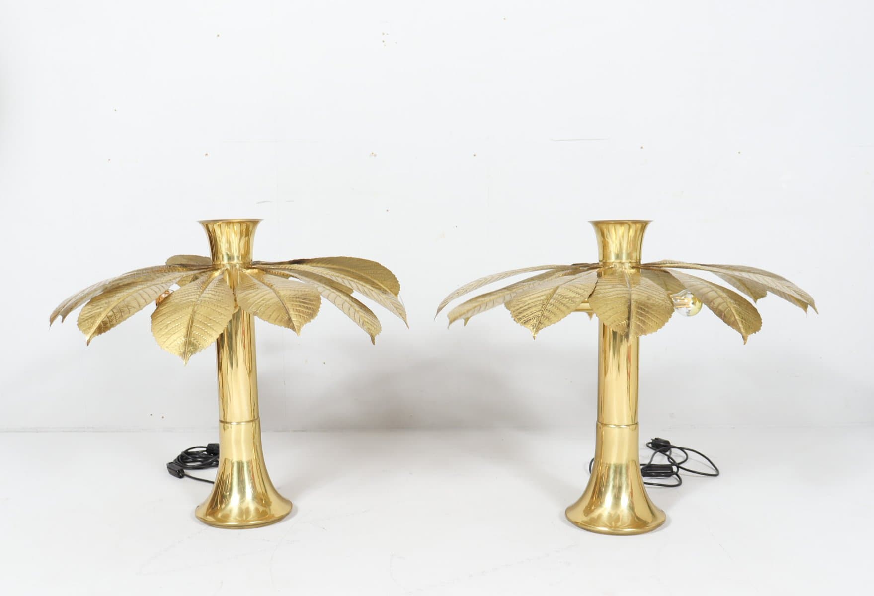 Para lamp stołowych Ippocastano, mosiądz złoty, proj. C. Giorgi, Włochy, lata 70. - 276152