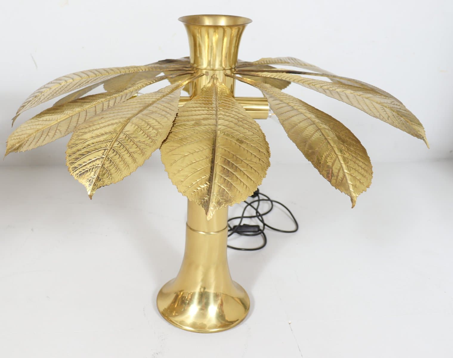 Para lamp stołowych Ippocastano, mosiądz złoty, proj. C. Giorgi, Włochy, lata 70. - 276155