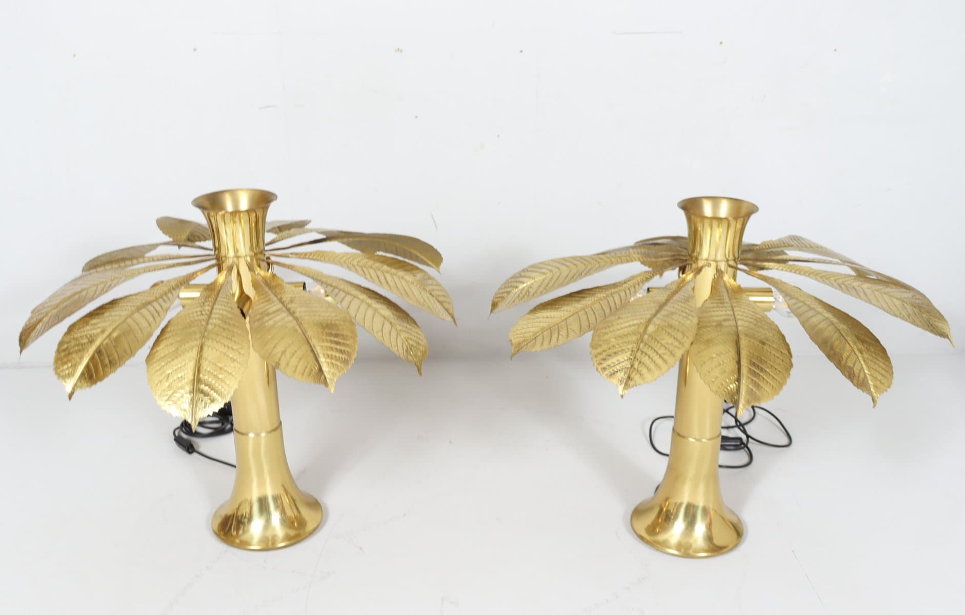 Para lamp stołowych Ippocastano, mosiądz złoty, proj. C. Giorgi, Włochy, lata 70. - 276175