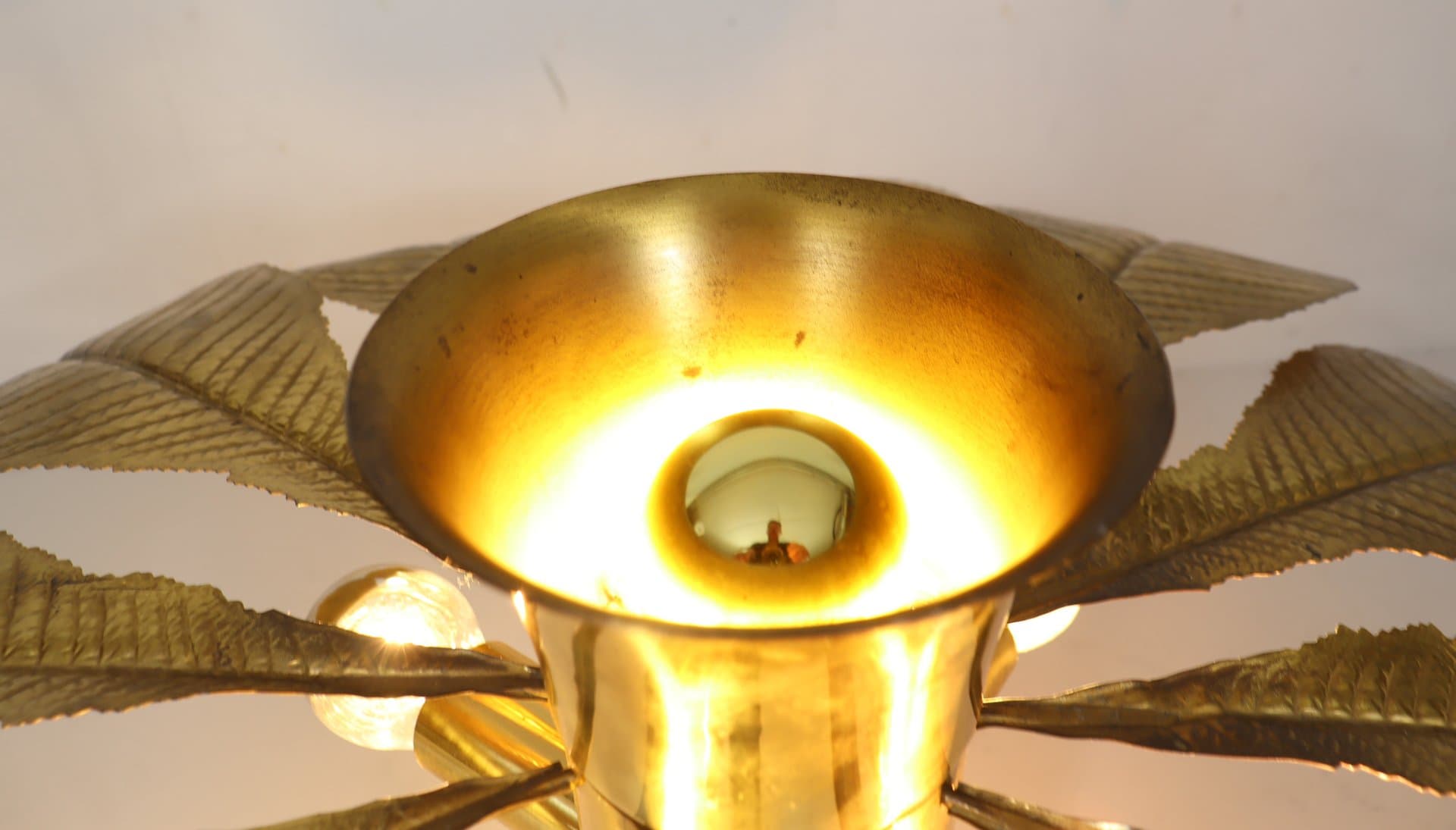 Para lamp stołowych Ippocastano, mosiądz złoty, proj. C. Giorgi, Włochy, lata 70. - 276172