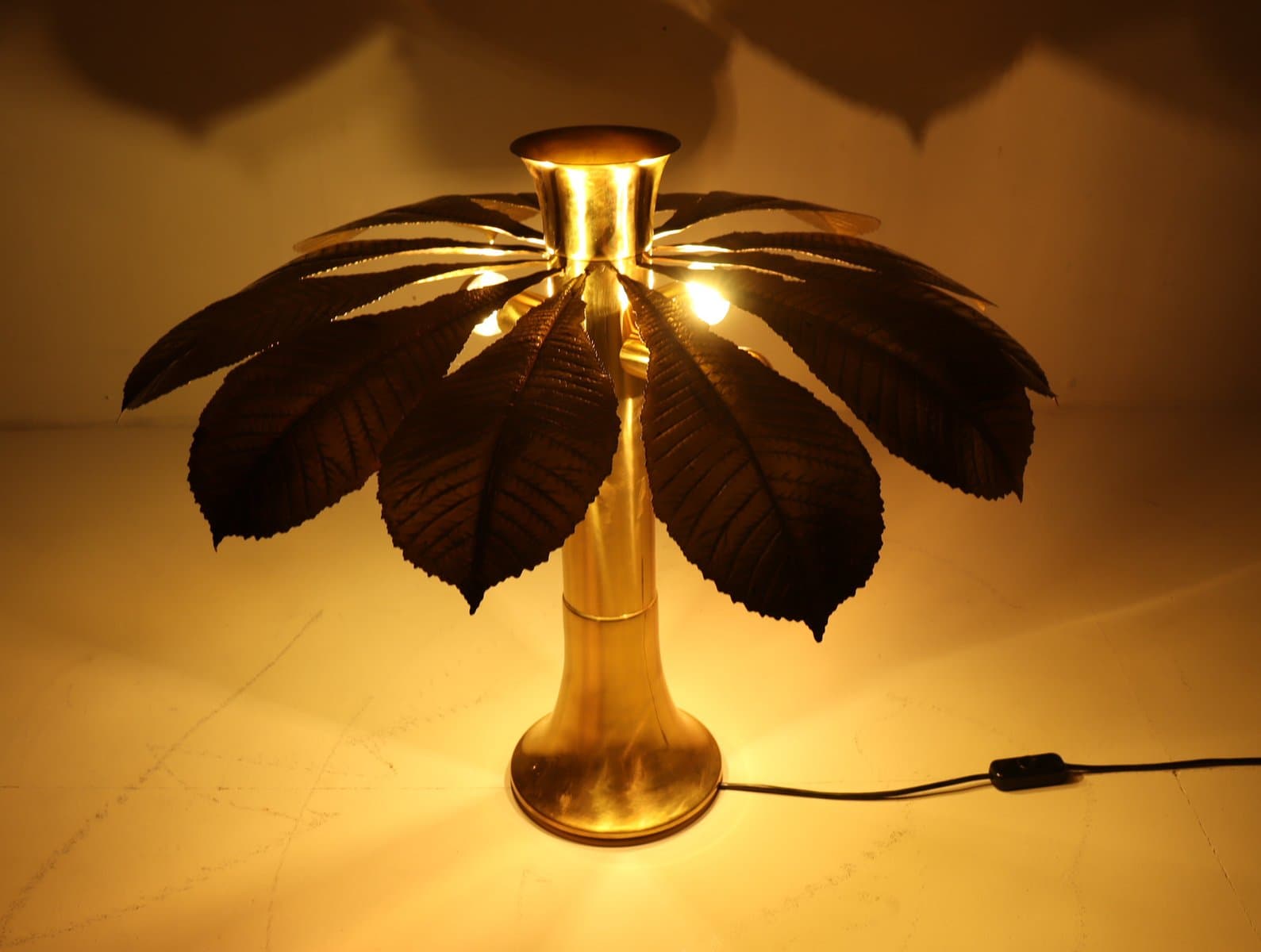 Para lamp stołowych Ippocastano, mosiądz złoty, proj. C. Giorgi, Włochy, lata 70. - 276164