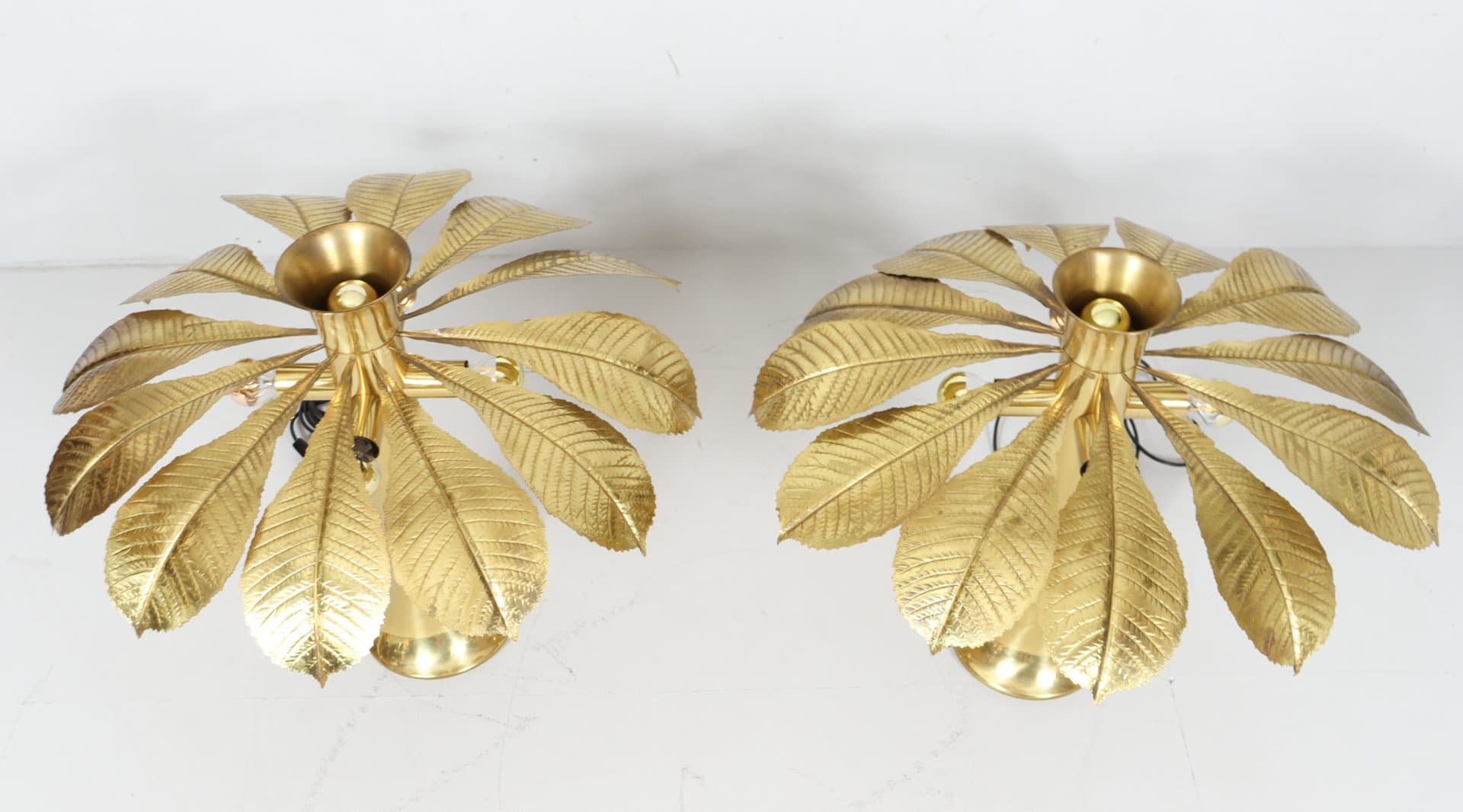 Para lamp stołowych Ippocastano, mosiądz złoty, proj. C. Giorgi, Włochy, lata 70. - 276176