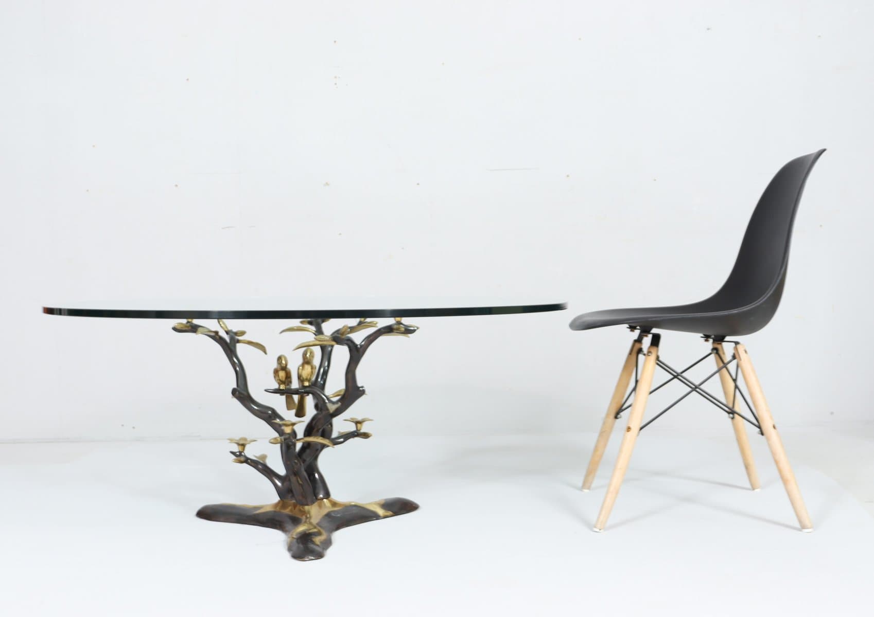 Coffee Table Hollywood Regency, gold brass, transparent glass, by W. Daro, Belgium, 1970s. - 276125