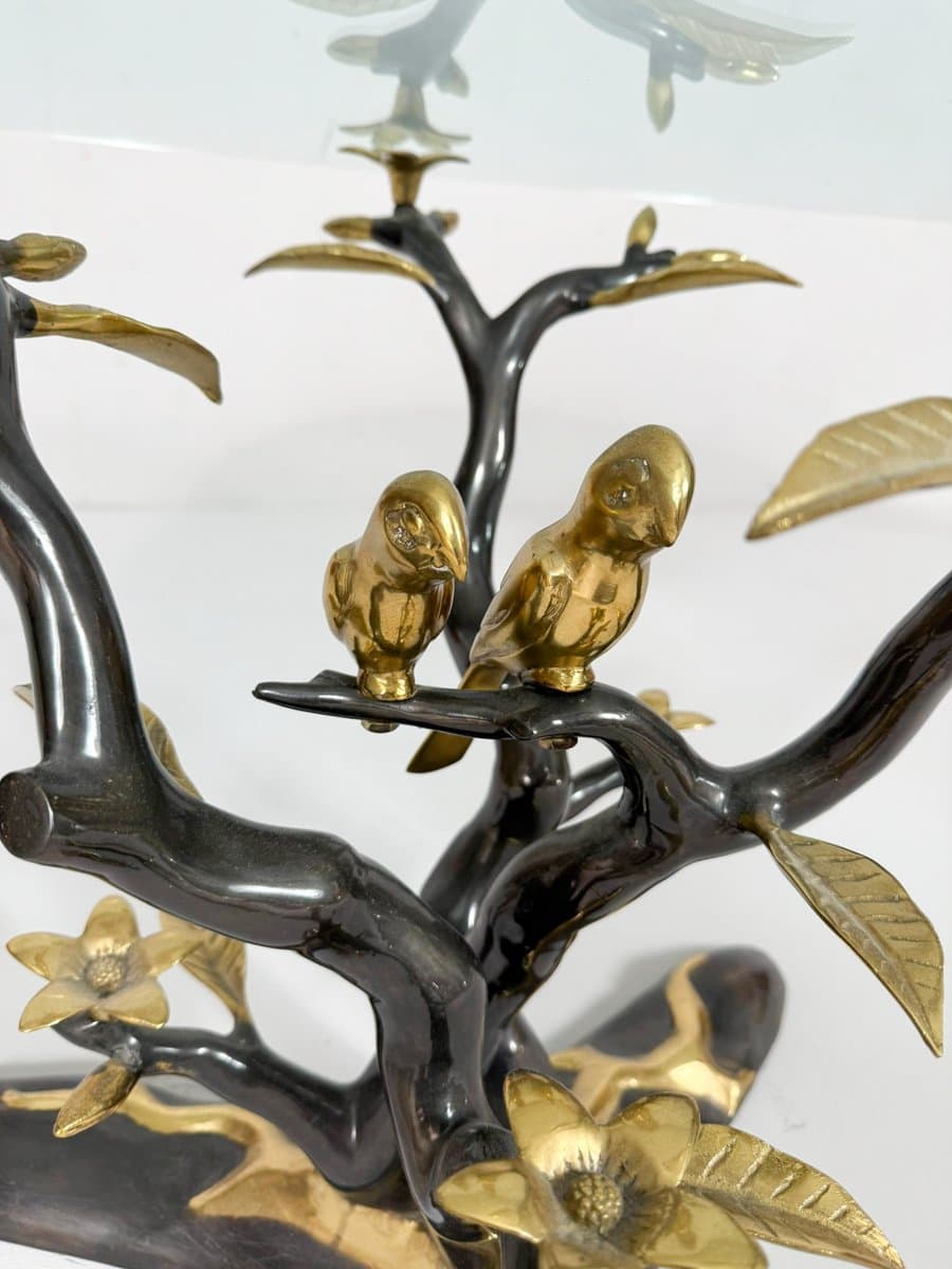 Coffee Table Hollywood Regency, gold brass, transparent glass, by W. Daro, Belgium, 1970s. - 276141