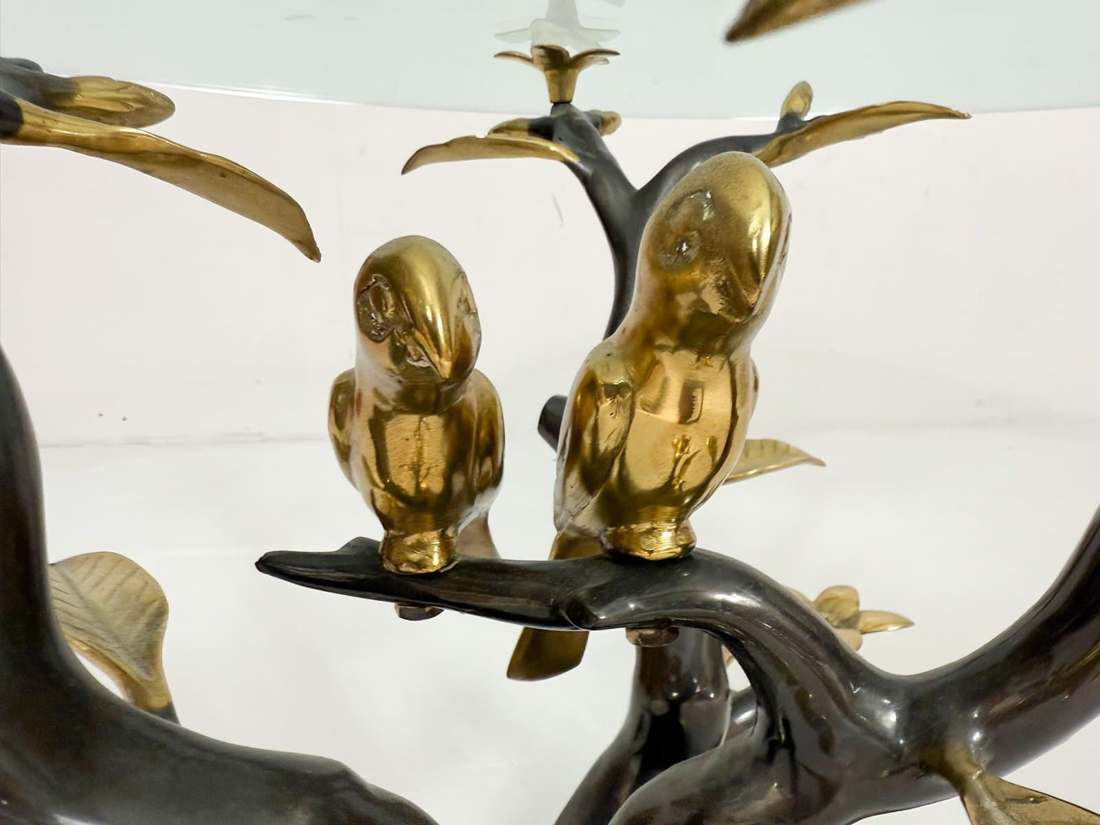 Coffee Table Hollywood Regency, gold brass, transparent glass, by W. Daro, Belgium, 1970s. - 276138