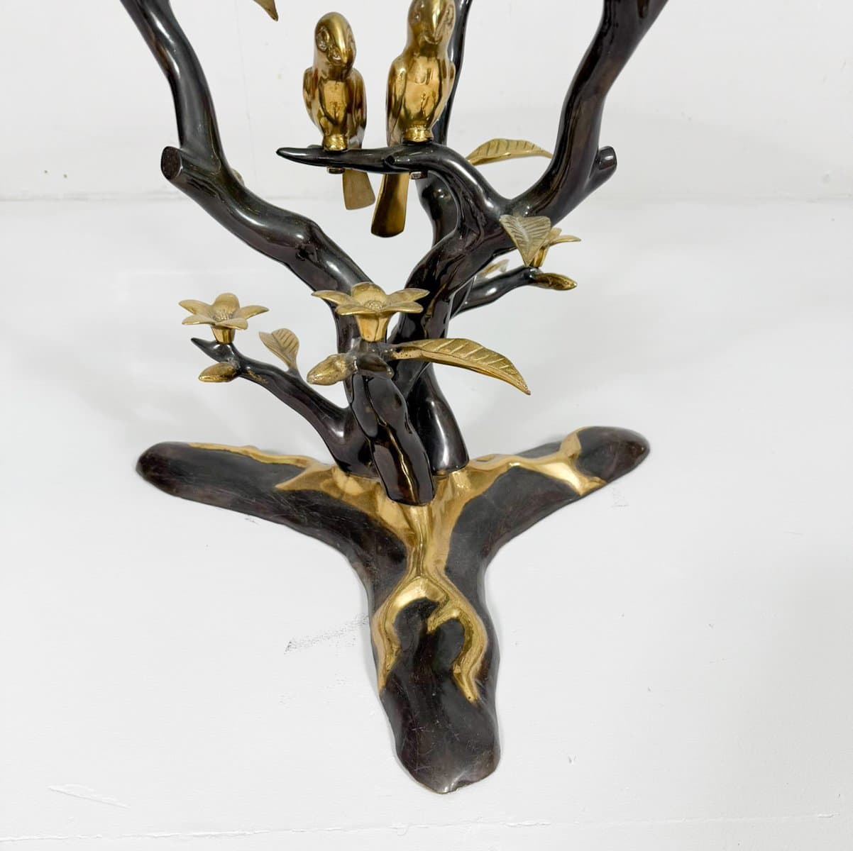 Coffee Table Hollywood Regency, gold brass, transparent glass, by W. Daro, Belgium, 1970s. - 276126