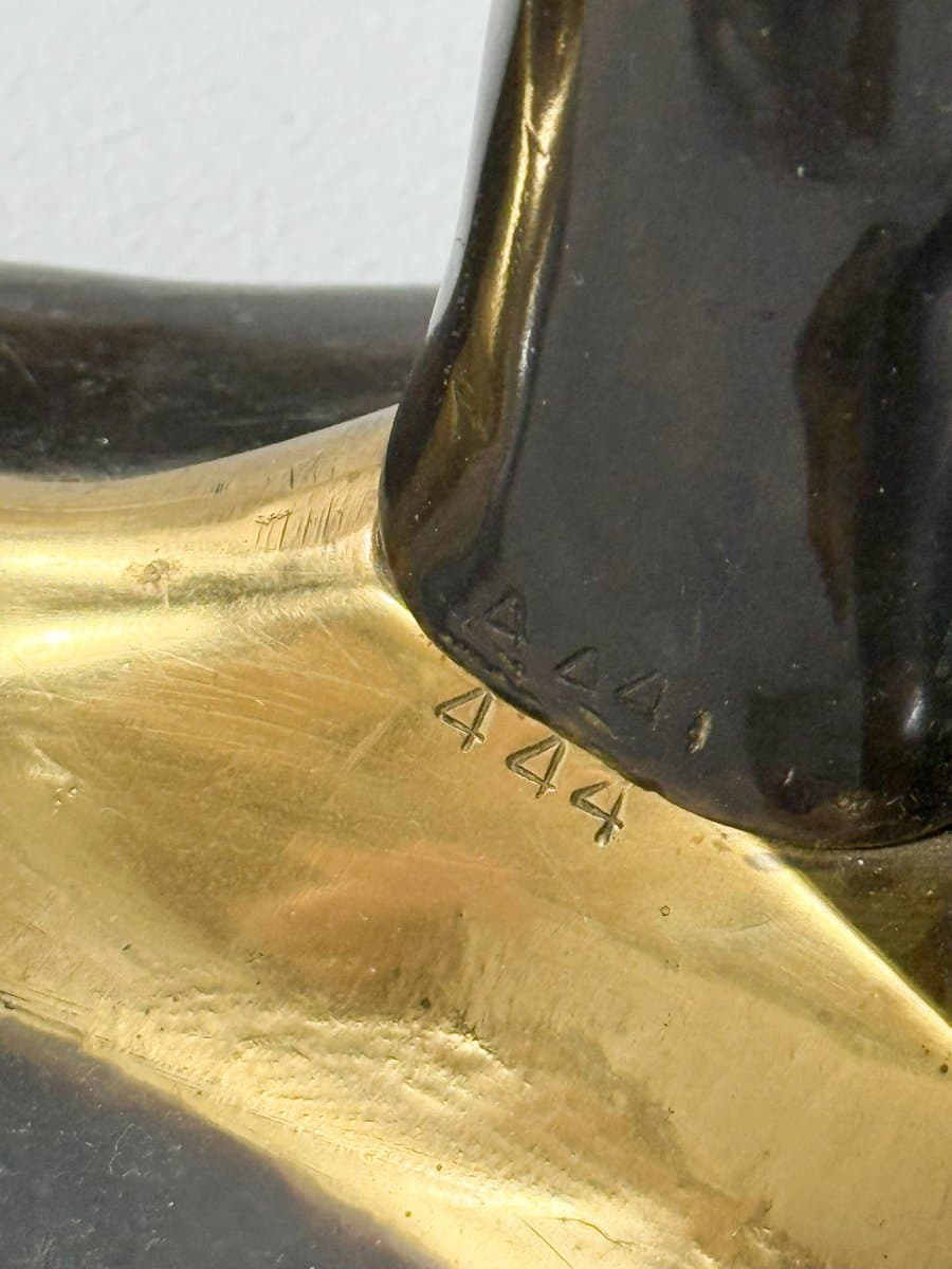 Coffee Table Hollywood Regency, gold brass, transparent glass, by W. Daro, Belgium, 1970s. - 276128