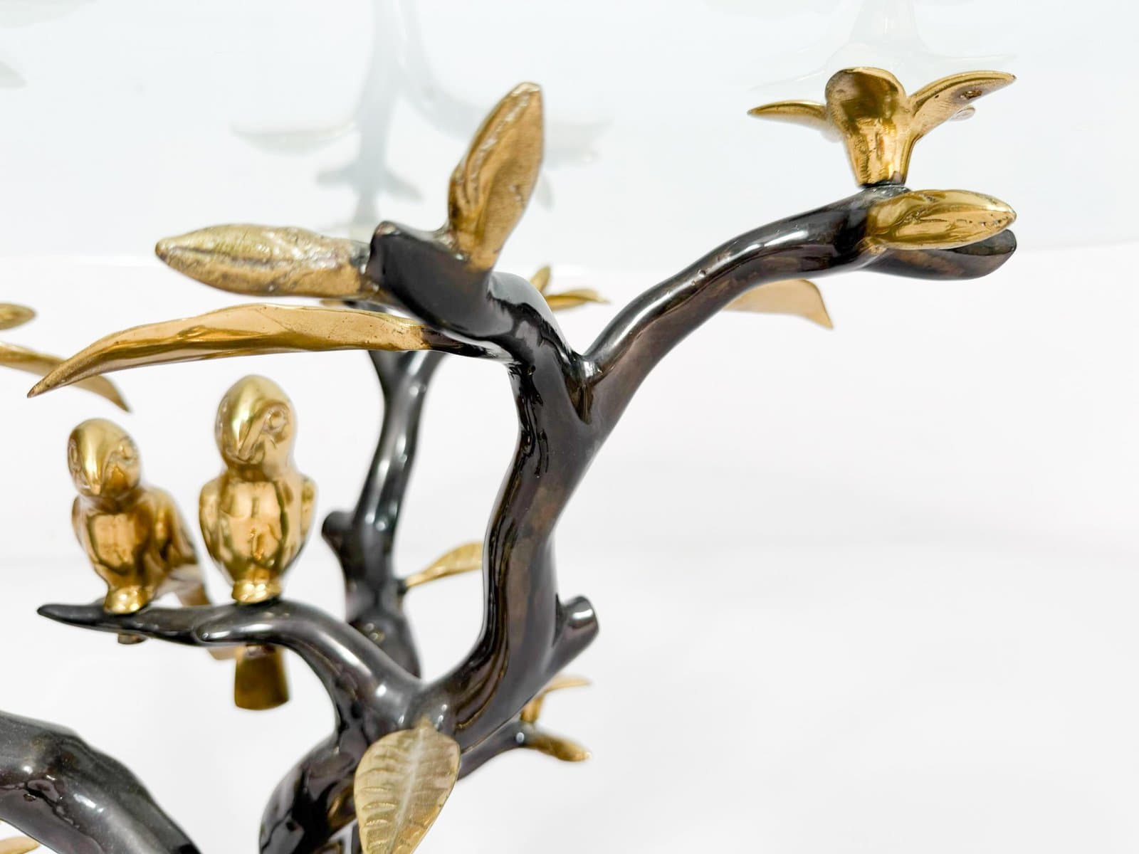 Coffee Table Hollywood Regency, gold brass, transparent glass, by W. Daro, Belgium, 1970s. - 276129