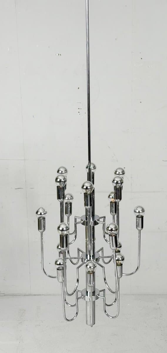 Żyrandol Sputnik, chrom srebrny, proj. G. Sciolari, Włochy, lata 70. - 276099