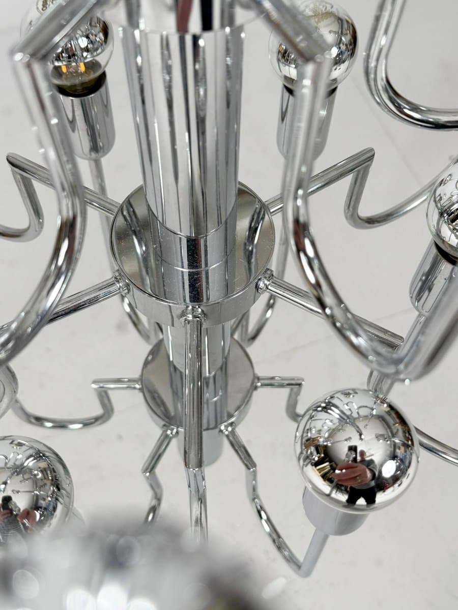 Żyrandol Sputnik, chrom srebrny, proj. G. Sciolari, Włochy, lata 70. - 276097
