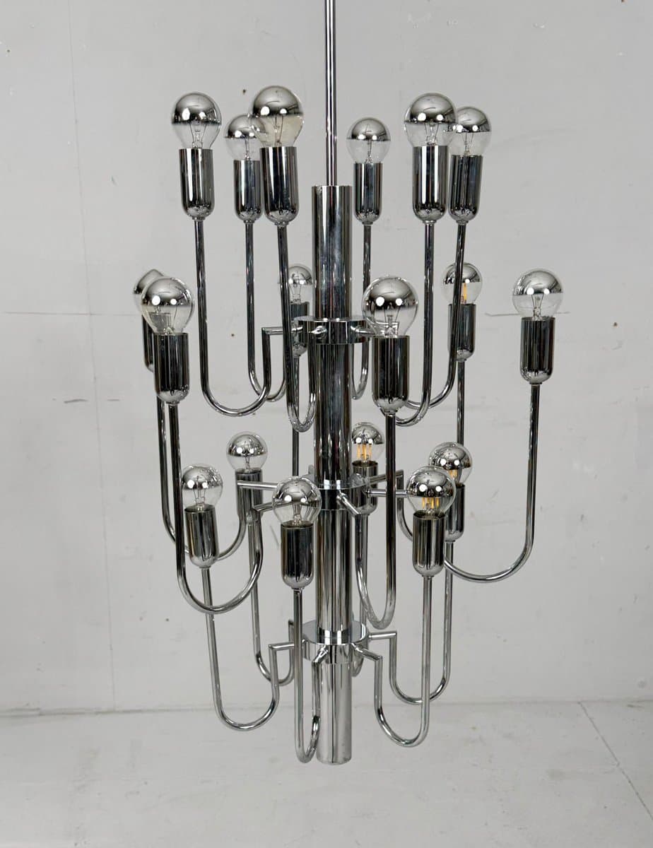 Żyrandol Sputnik, chrom srebrny, proj. G. Sciolari, Włochy, lata 70. - 276088