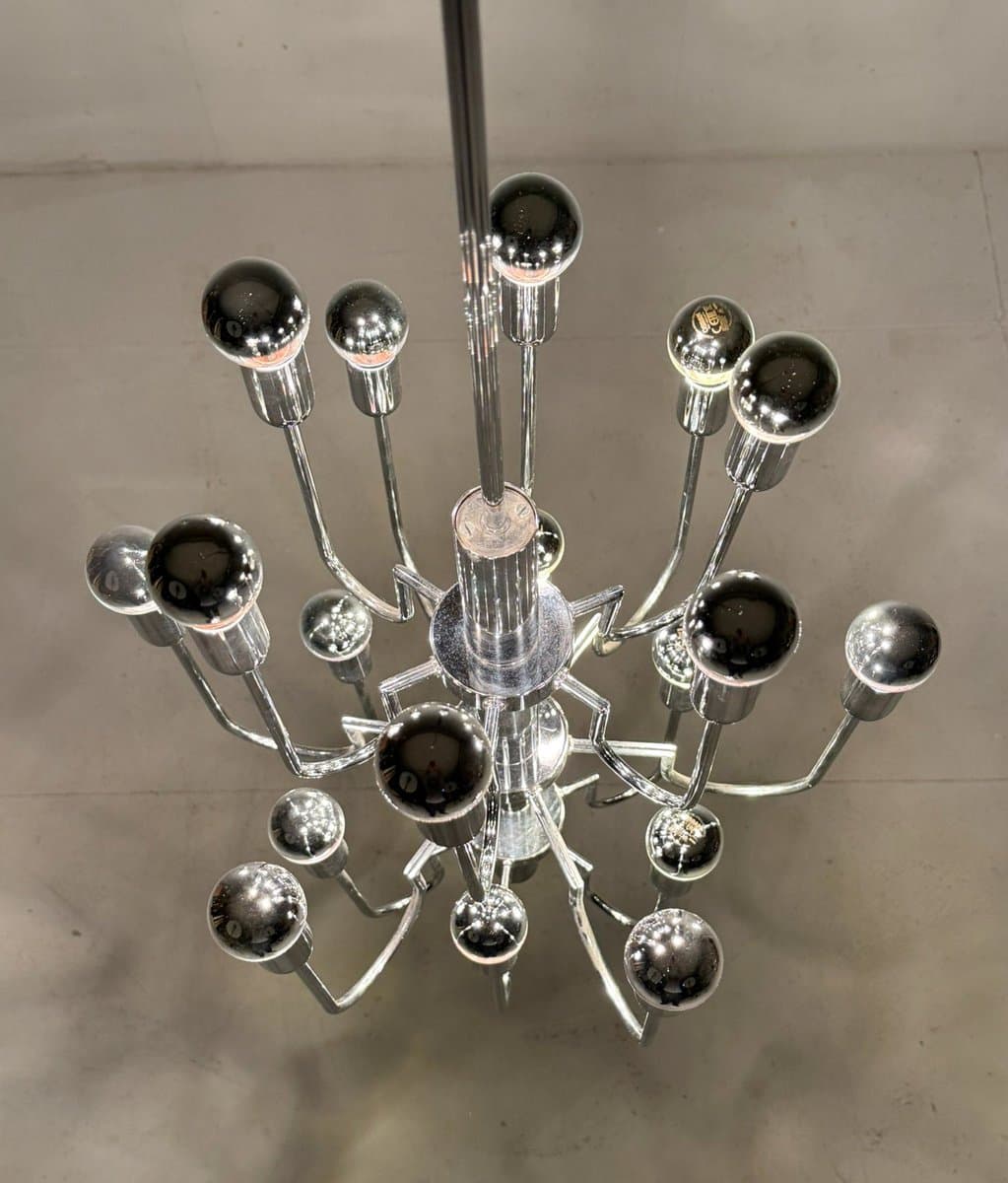 Żyrandol Sputnik, chrom srebrny, proj. G. Sciolari, Włochy, lata 70. - 276098