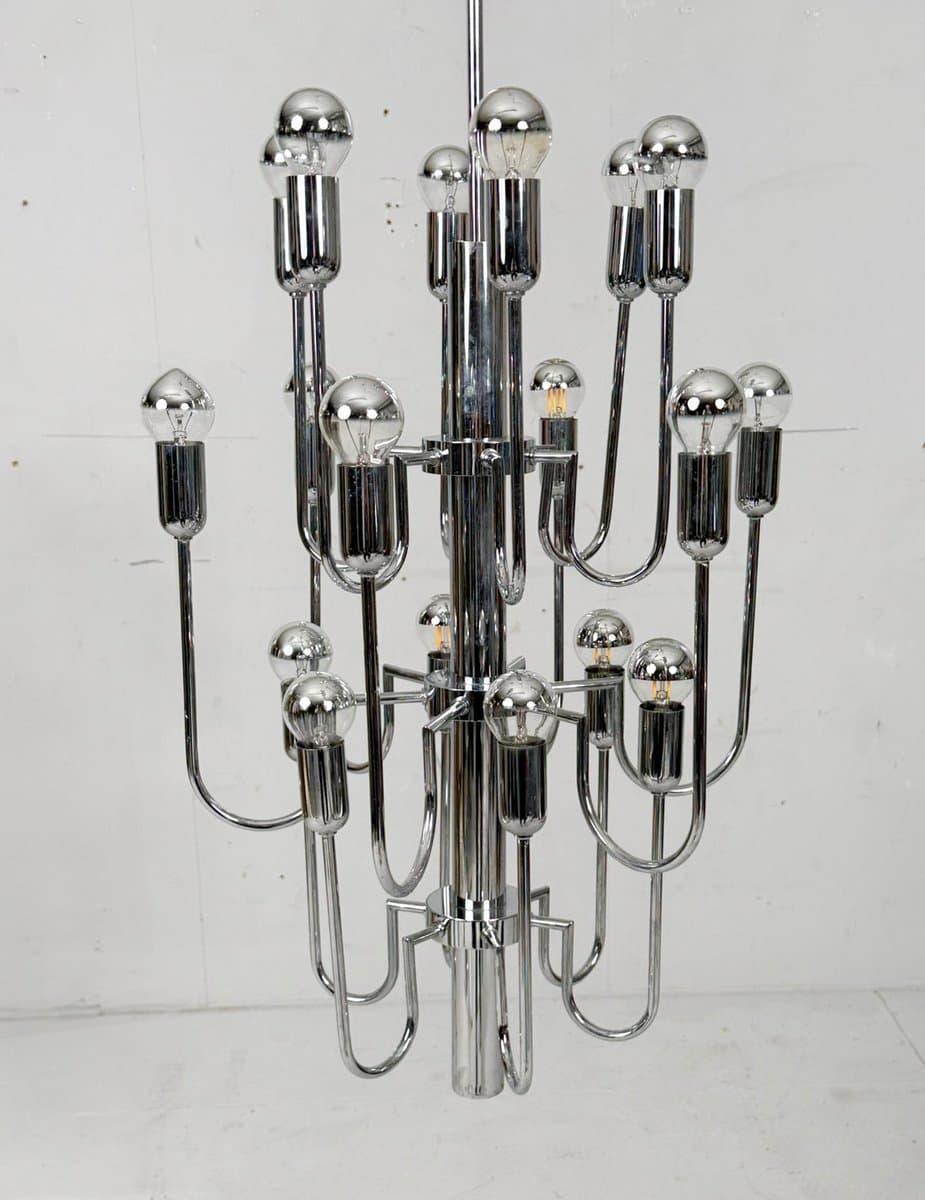 Żyrandol Sputnik, chrom srebrny, proj. G. Sciolari, Włochy, lata 70. - 276085