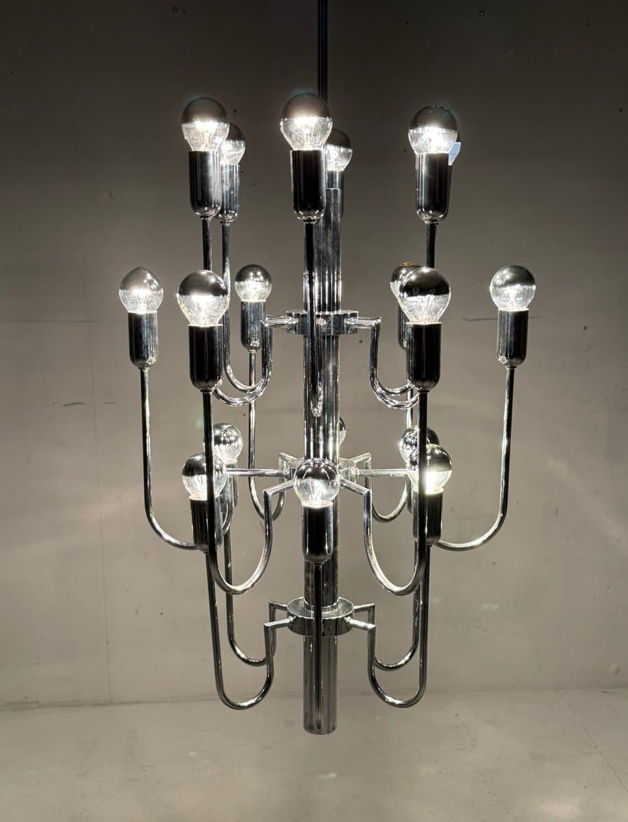 Żyrandol Sputnik, chrom srebrny, proj. G. Sciolari, Włochy, lata 70. - 276090