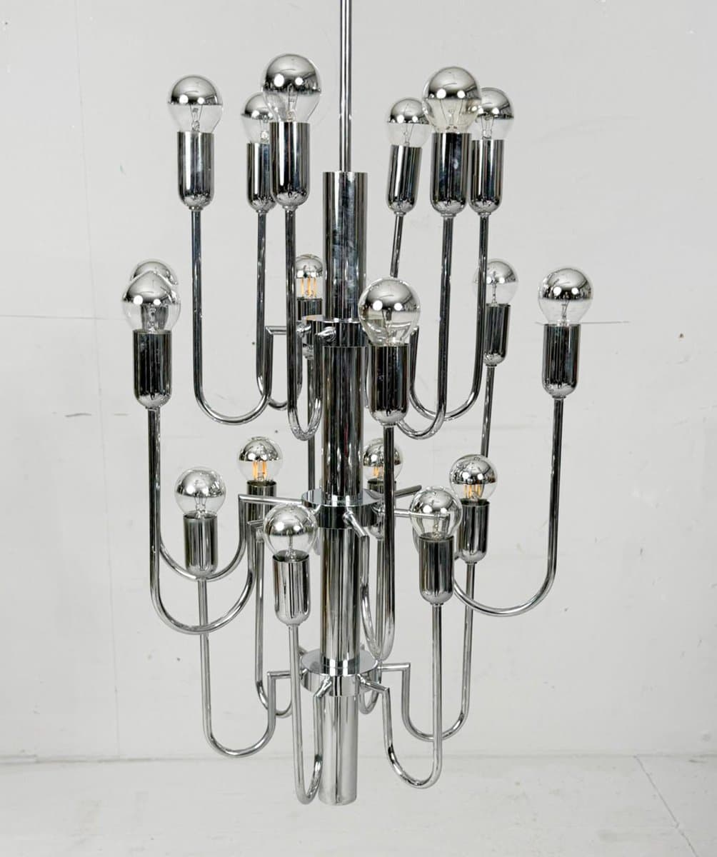Żyrandol Sputnik, chrom srebrny, proj. G. Sciolari, Włochy, lata 70. - 276086