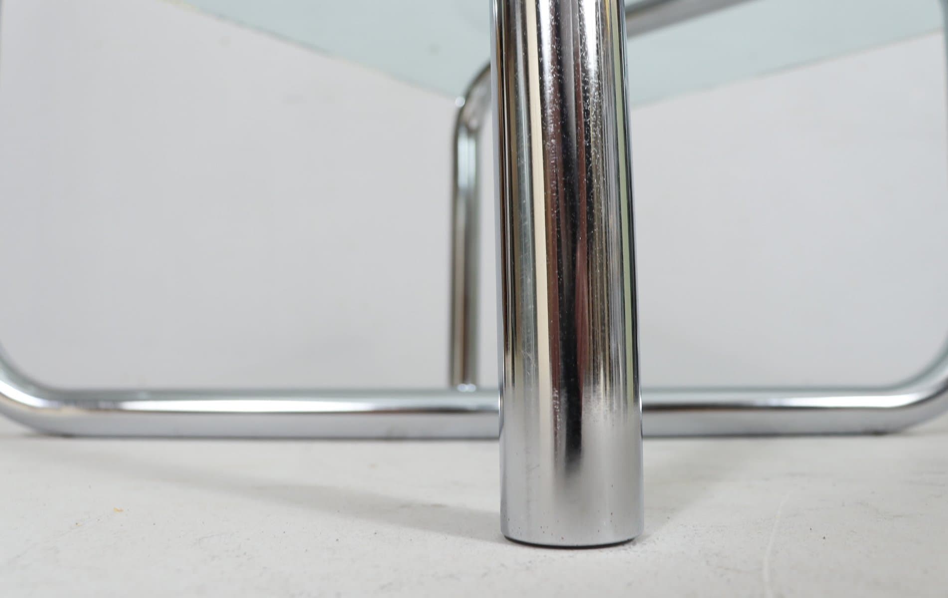 Stolik kawowy Space Age, szkło przezroczyste, chrom srebrny, Francja, lata 70. - 276066