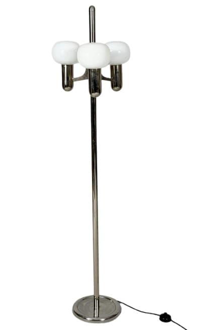 Lampa podłogowa Space Age, chrom, szkło, proj. G. Sciolari, Włochy, lata 70.