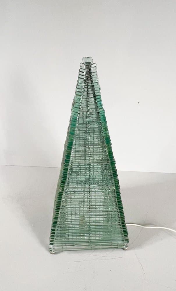 Lampa stołowa Pyramid, szkło transparent, Francja, lata 70. - 276005
