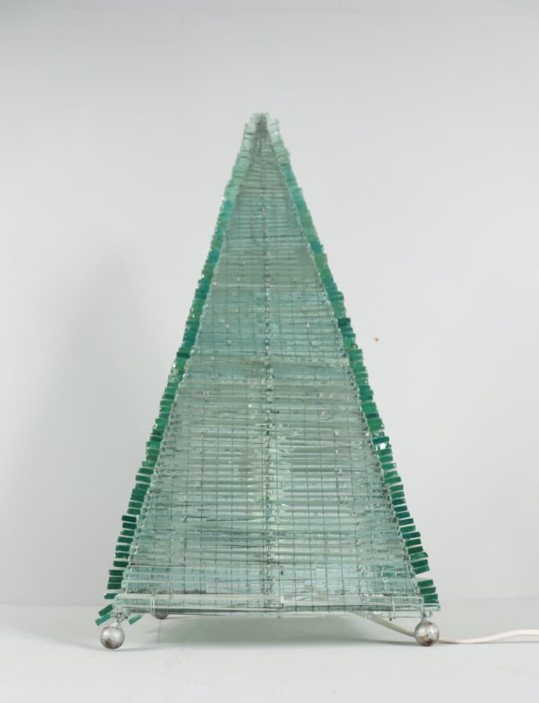 Lampa stołowa Pyramid, szkło transparent, Francja, lata 70. - 276000