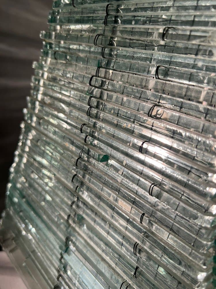 Lampa stołowa Pyramid, szkło transparent, Francja, lata 70. - 275994