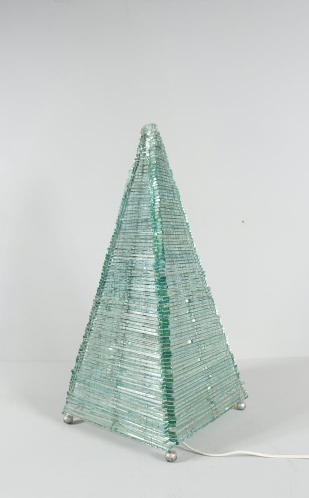 Lampa stołowa Pyramid, szkło transparent, Francja, lata 70. - 275998