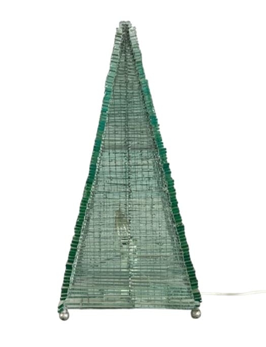 Lampa stołowa Pyramid, szkło transparent, Francja, lata 70.