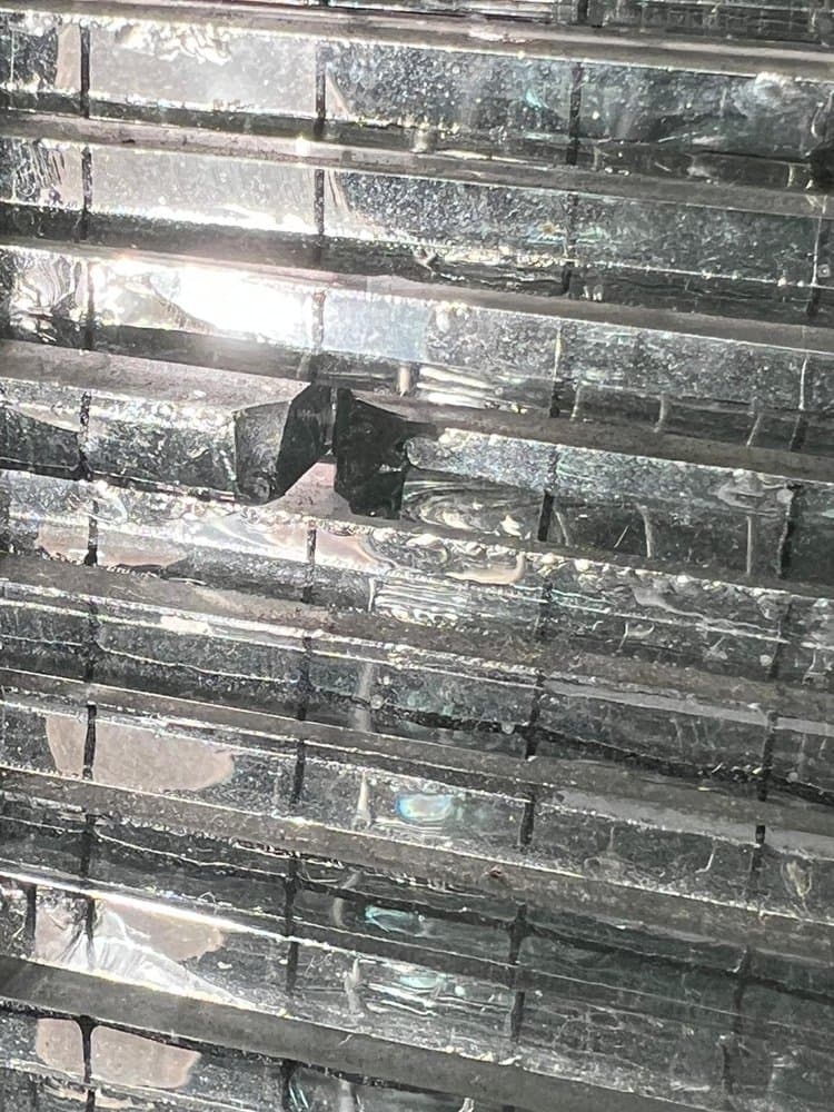 Lampa stołowa Pyramid, szkło transparent, Francja, lata 70. - 275997