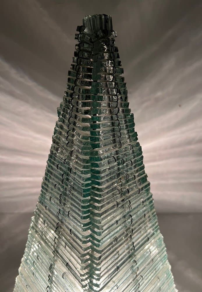 Lampa stołowa Pyramid, szkło transparent, Francja, lata 70. - 275991