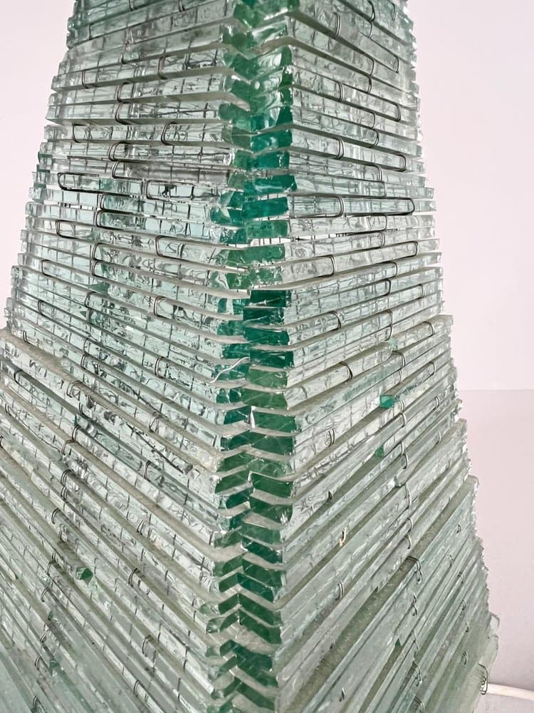 Lampa stołowa Pyramid, szkło transparent, Francja, lata 70. - 275993