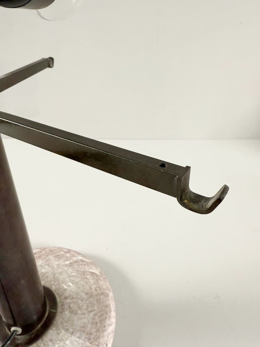 Lampa stołowa Model 832 Mushroom, szkło beżowy, marmur beżowy, mosiądz brązowy, proj. L. Diaz De Santillana, Venini, Włochy, lata 60. - 275946