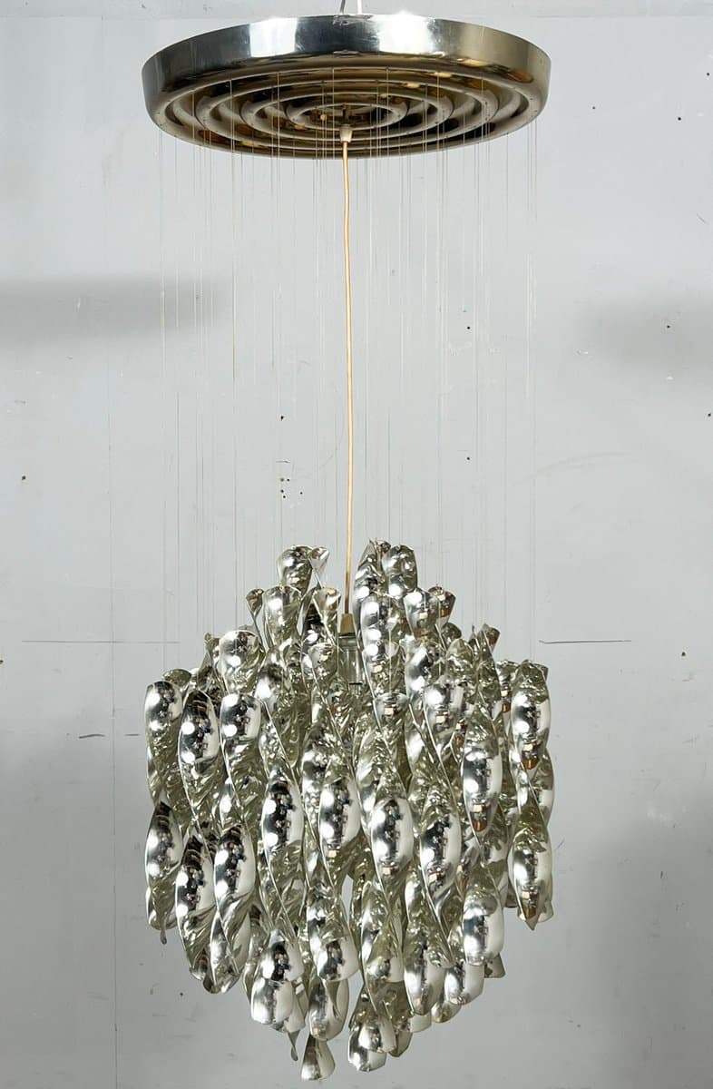 Lampa sufitowa SP1, srebrny, plastik metal, proj. V. Panton, Niemcy, lata 70. - 275863